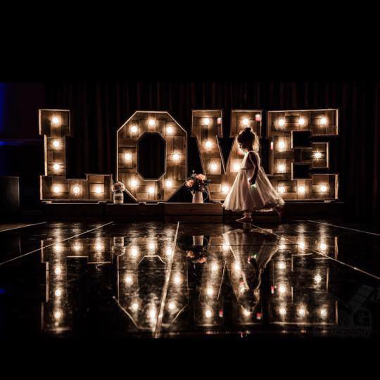 wooden rustic light up letter hire yorkshire
